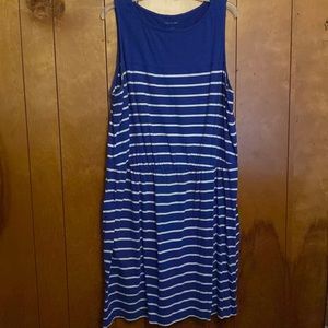 Blue and white striped dress